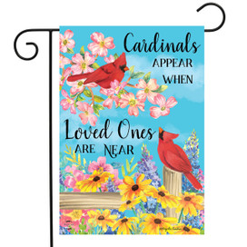 Briarwood Lane small printed garden flag with cardinals and spring flowers for porch or yard display.