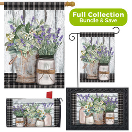 Briarwood Lane Farmhouse Flowers Spring Design Collection garden flag set with decorative indoor outdoor designs.