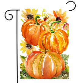 Watercolor Pumpkins Autumn Garden Flag