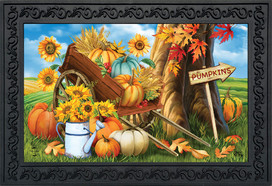 Pumpkin Cart Autumn Doormat