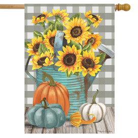 Sunflower Watering Can Fall House Flag