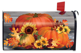 Autumn Pumpkin Trio Large Oversized Mailbox Cover