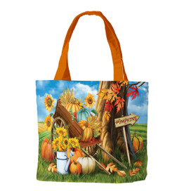 Pumpkin Cart Autumn Canvas Tote Bag