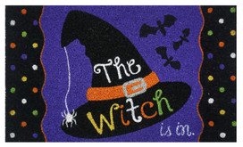 The Witch Is In Halloween Natural Fiber Coir Doormat