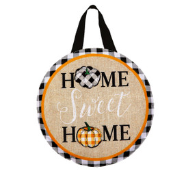 Briarwood Lane small printed Home Sweet Home pumpkins fall burlap door hanger with colorful cheery design.