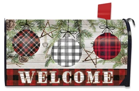Briarwood Lane Patterned Ornaments Christmas Mailbox Cover, colorful holiday decor for porch or yard display.