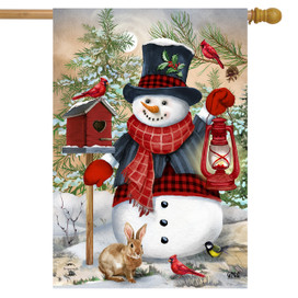 Snowman And Friends Winter House Flag