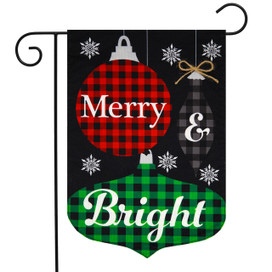 Checkered Ornaments Christmas Burlap Garden Flag