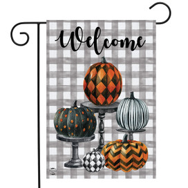 Pattern Painted Pumpkins Burlap Garden Flag