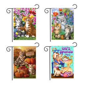 Cats Garden Flag Bundle - Set of 4