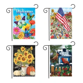 Briarwood Lane Seasonal Assortment Garden Flag Bundle, set of 4 colorful flags with garden designs.