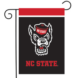 Briarwood Lane NC State University NCAA garden flag with official licensed wolf logo and red accents.