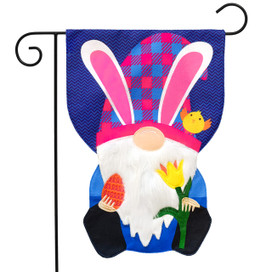Easter Gnome Burlap Holiday Garden Flag