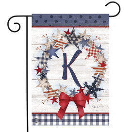 American Wreath Monogram K Garden Flag