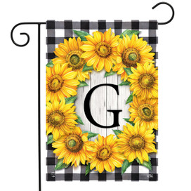 Briarwood Lane small Sunflowers Monogram G garden flag with bright floral printed decorative design.