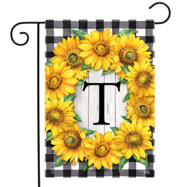 Sunflowers Monogram T Garden Flag