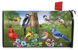 Briarwood Lane Country Birds Spring Mailbox Cover with colorful birds, flowers, and tree in springtime.