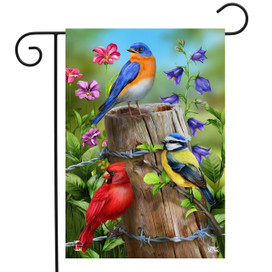 Fence Post Birds Spring Garden Flag