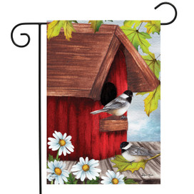 Birdhouse Friends Spring Garden Flag