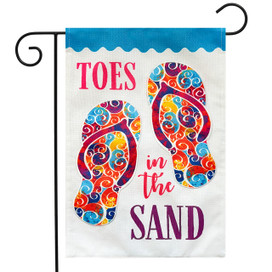 Briarwood Lane small printed garden flag with colorful toes design for spring summer porch decor display.