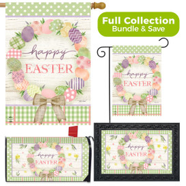 Briarwood Lane Easter Egg Wreath Design Collection garden flag, house flag, and mailbox cover set.