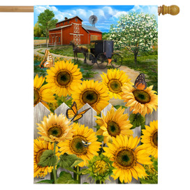 Country Sunflowers Summer House Flag