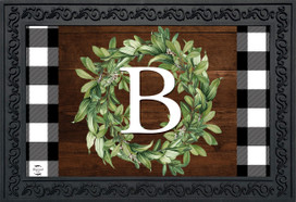 Wreath Monogram Letter B Doormat