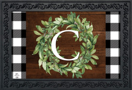 Wreath Monogram Letter C Doormat