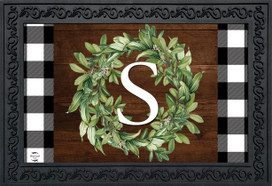 Wreath Monogram Letter S Doormat