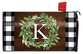 Wreath Monogram Letter K Mailbox Cover