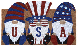 Briarwood Lane Patriotic Gnome Humor Natural Fiber Coir Doormat with USA gnomes and stars.