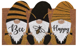 Briarwood Lane Bee Happy Gnomes small natural fiber coir doormat for springtime outdoor porch display.
