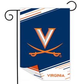 University of Virginia NCAA Double-Sided Garden Flag by Briarwood Lane in blue, orange, and white.