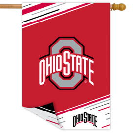 Ohio State University NCAA Double-Sided House Flag by Briarwood Lane, red, white, and black colors.