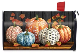 Briarwood Lane Elegant Pumpkins Mailbox Cover with decorative pumpkins and autumn leaves design.