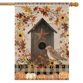 Primitive Fall Birdhouse Garden Flag - Briarwood Lane