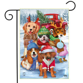 Festive Pups Garden Flag