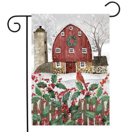 Barn in Snow Garden Flag