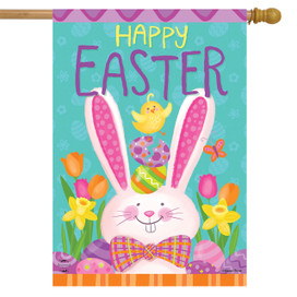 Bow Tie Easter Bunny House Flag