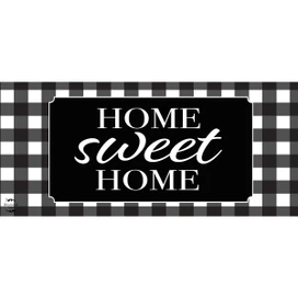 Briarwood Lane Home Sweet Home Checkers Mini Mat, black and white checkered design with white text.