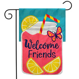 Lemonade Friends Burlap Garden Flag
