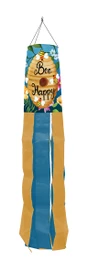 Briarwood Lane Happy Beehive Windsock Wind Twister with bee and sunflower design in blue and yellow.