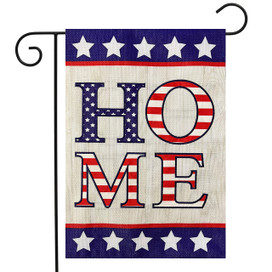 Briarwood Lane American Home Burlap Garden Flag with patriotic stars and stripes design.