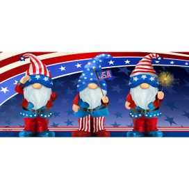 Briarwood Lane Patriotic Gnomes Mini Mat with three red, white, and blue gnomes on display.