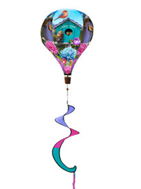 Colorful Birdhouses Hot Air Balloon Wind Twister