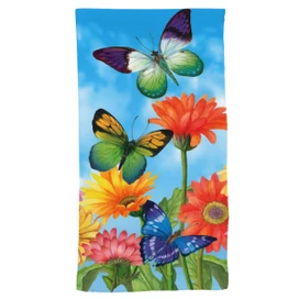 Briarwood Lane Fluttering Butterflies colorful cotton hand towel with orange flowers and butterflies design.