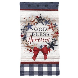 Briarwood Lane American Wreath Hand Towel with patriotic stars and red bow design.