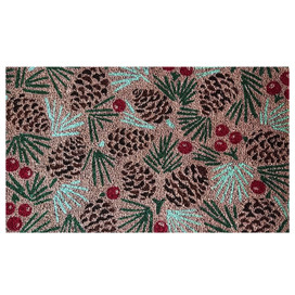 Briarwood Lane Pine Cones Coir Doormat 18 x 30 with pinecone and berry festive design.