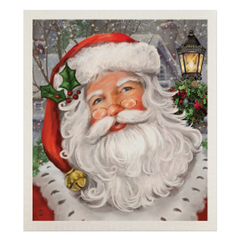 Checkered Santa Swedish Dishcloth with festive holiday design and red and white color.