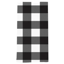 Black and white check cotton hand towel with a classic buffalo plaid pattern and soft texture.